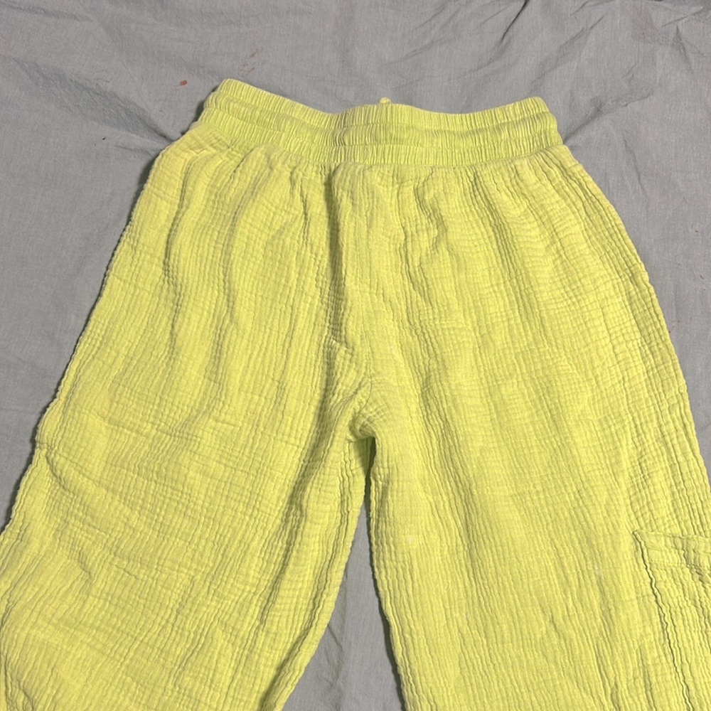 Lemon Lime Green Drawstring Gauze Beach Pants - Picture 5 of 9